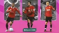 Ilustrasi - Cristiano Ronaldo, Ruud van Nistelrooy, Dimitar Berbatov (Bola.com/Adreanus Titus)