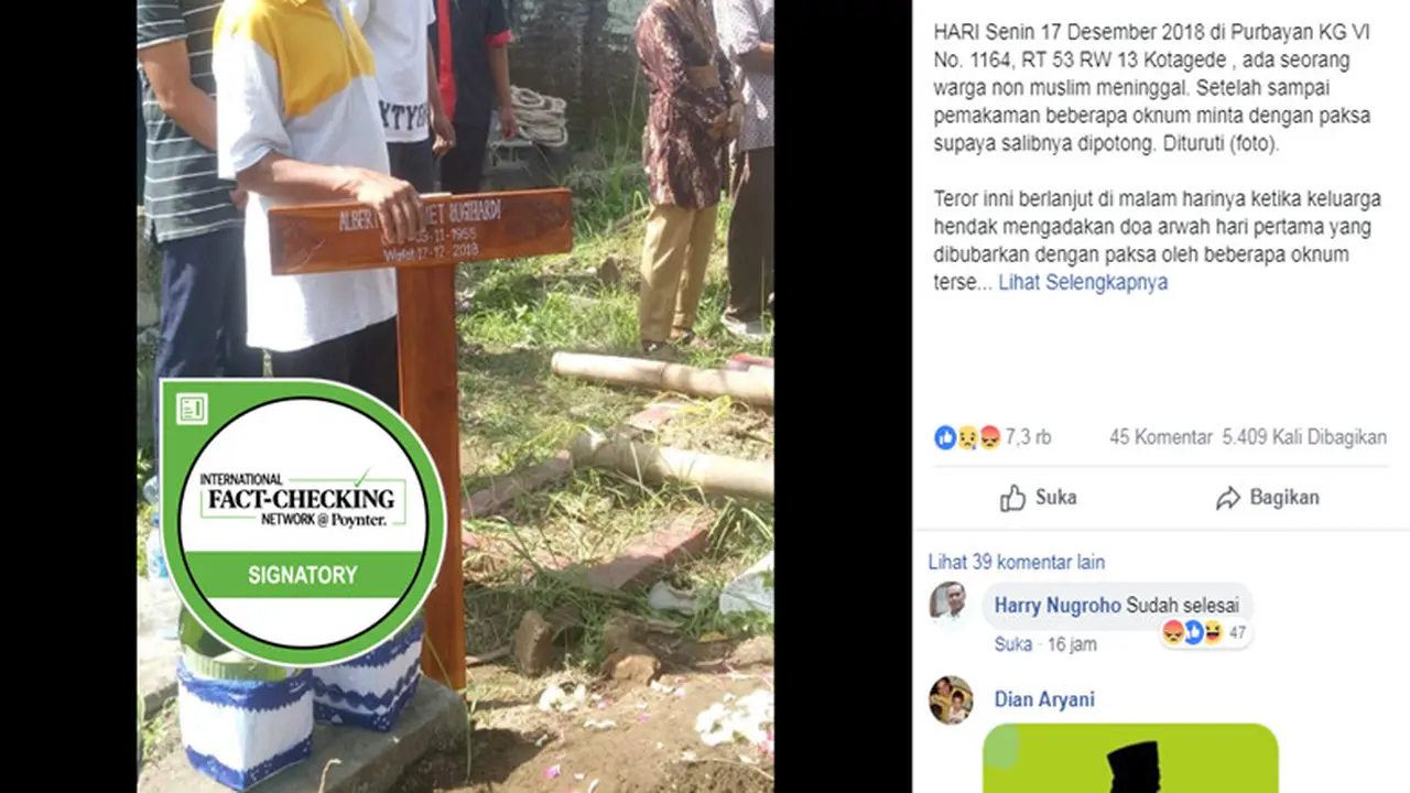 [Cek Fakta]  Cerita Pemotongan Nisan Salib di Yogyakarta
