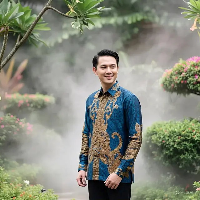 Batik Lengan Panjang dengan Aksen Bordir Emas