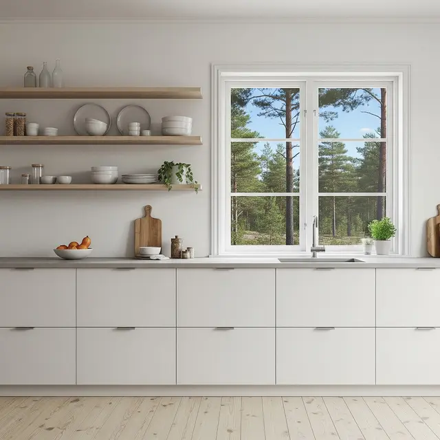 Desain Dapur dengan Ambalan Kayu yang Sedang Tren (AI Generated)