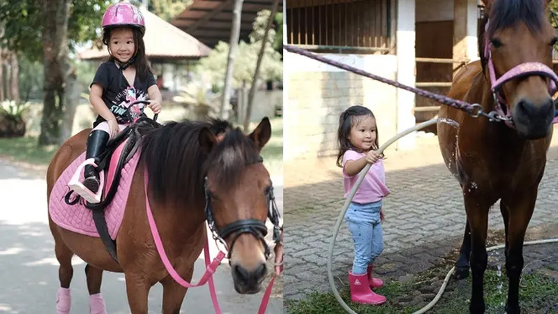 Momen Thalia Putri Onsu Belajar Berkuda