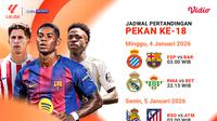 Simak Jadwal Live Streaming La Liga Pekan ke-18, Tayang di Vidio.