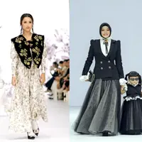 Jennifer Coppen dengan percaya diri melenggang di runway JFW 2025 mengenakan koleksi terbaru brand lokal Haidee &amp; Orlin.