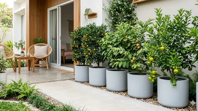 Inspirasi Desain Kebun Kecil dengan Tabulampot Buah Estetik. Gemini