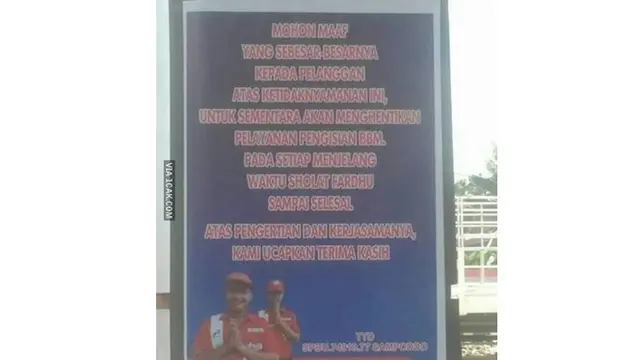 6 Tulisan Maaf di Pom Bensin Ini Bikin Tepuk Jidat