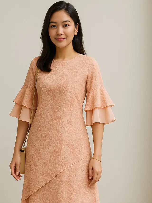 7 Model Batik Lengan Lonceng Dua Tingkat Pastel untuk Kerja, Anggun tapi Tetap Profesional