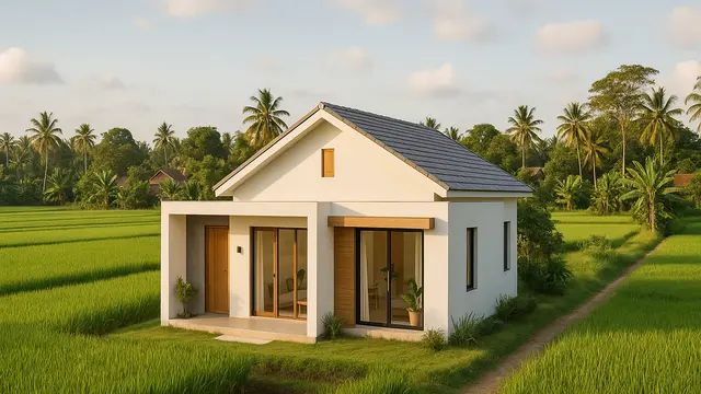 7 Gambar Rumah Sederhana Tepi Sawah yang Cantik/via ChatGPT