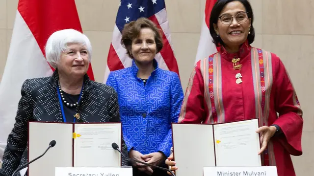 Foto upacara penandatanganan pada Kamis, 13 April di Washington D.C.