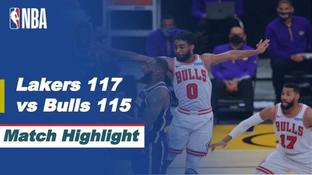 Berita video highlights NBA 2020/2021 antara LA Lakers melawan Chicago Bulls yang berakhir dengan skor tipis 117-115, Sabtu (9/1/2021) siang hari WIB.