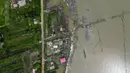 Abrasi pantai yang kian meluas kawasan wisata pantai Weg naar Zee di Paramaribo, ibu kota Suriname, sebuah negara kecil di Amerika Selatan, semakin mengkhawatirkan. (Juan BARRETO/AFP)