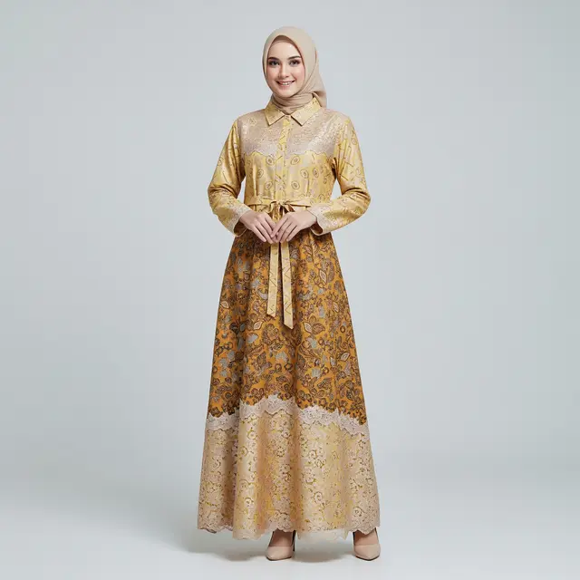 Gamis Batik Kombinasi Modern 2026 untuk Seragam Wanita Arisan RT