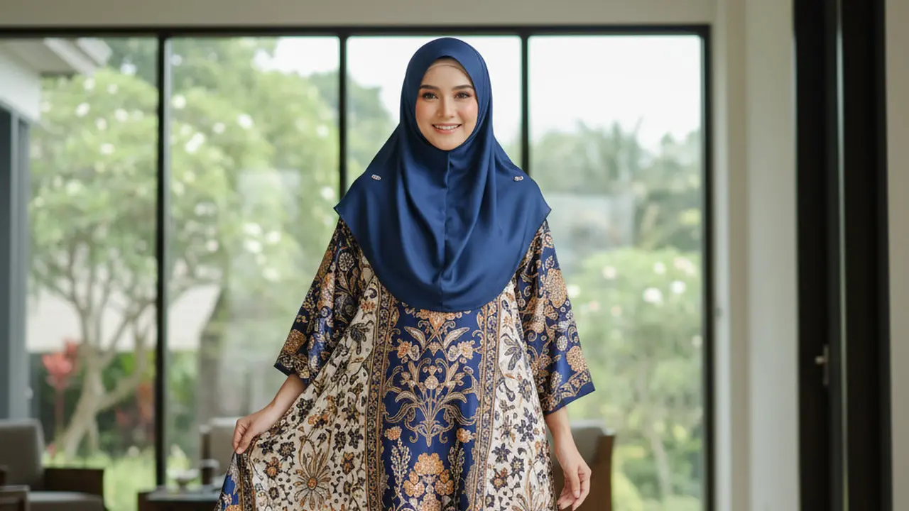Model Baju Batik Satin Syari dengan Potongan Longgar