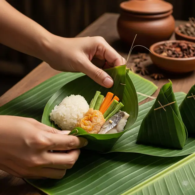 Mengolah Makanan dengan Daun Pisang (Gemini AI)