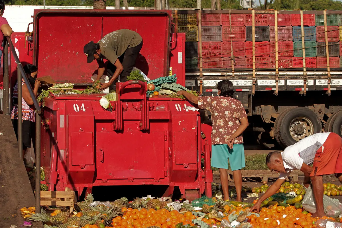 FOTO: Dilanda Kelaparan, Warga Brasil Kumpulkan Sisa Buah dan Sayur Buangan