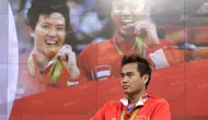 Peraih medali emas bulutangkis Olimpiade Rio 2016, Tontowi Ahmad, saat hadir dalam acara Liputan 6 SCTV di Studio SCTV, SCTV Tower, Jakarta, Kamis (25/8/2016). (Bola.com/Arief Bagus)