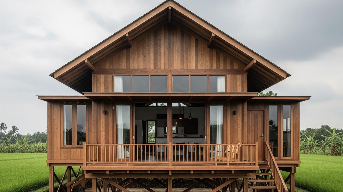 7 Desain Rumah Minimalis di Desa dengan Atap Limasan dan Sentuhan Kayu Alami