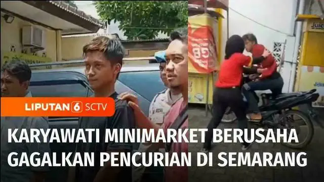 Aksi seorang karyawati minimarket berusaha menahan pelaku pencurian di tempatnya bekerja di kawasan Tlogosari, Semarang viral di media sosial. Meskipun sempat terjadi aksi saling tarik, namun pelaku berhasil kabur menggunakan sepeda motornya hingga m...