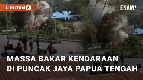 VIDEO: Massa Bakar Kendaraan di Puncak Jaya Papua Tengah Karena 3 Warga Tertembak