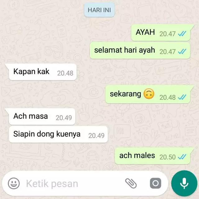6 Chat Balasan Ayah Minta Kado di Hari Ayah Ini Bikin Senyum