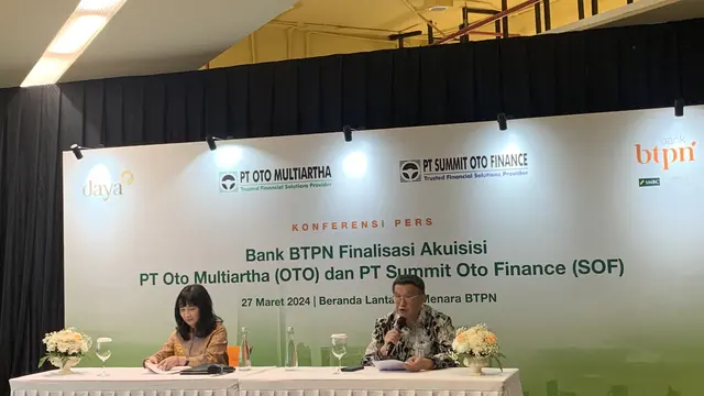 BTPN finalisasi akuisisi PT Oto Multiartha (OTO) dan PT Summit Oto Finance (SOF), Rabu (27/3/2024). (Foto: Liputan6.com/Natasha KA)