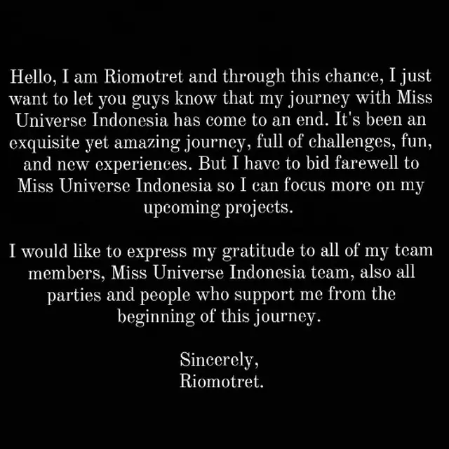 Rio Motret Mundur dari Miss Universe Indonesia Susul Jejak CEO MUID