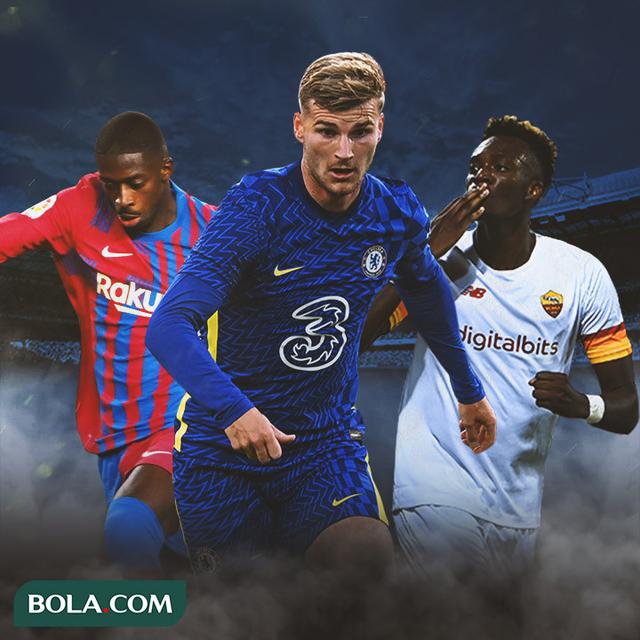 Ilustrasi - Ousmane Dembele, Timo Werner, Tammy Abraham