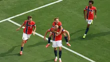 Selebrasi Erling Haaland kala Norwegia menang atas Brasil di 16 Besar Piala Dunia 2026 (AFP)