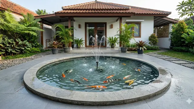 Ide Kolam Ikan Minimalis dengan Suara Gemericik yang Cocok untuk Rumah Kecil. Gemini