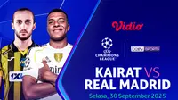 Siaran langsung Kairat vs Real Madrid eksklusif di Vidio. (dok. vidio.com)