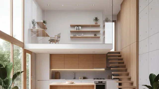 Model Rumah Kecil Tapi Luas dengan Loft di Atas Dapur yang Fungsional
