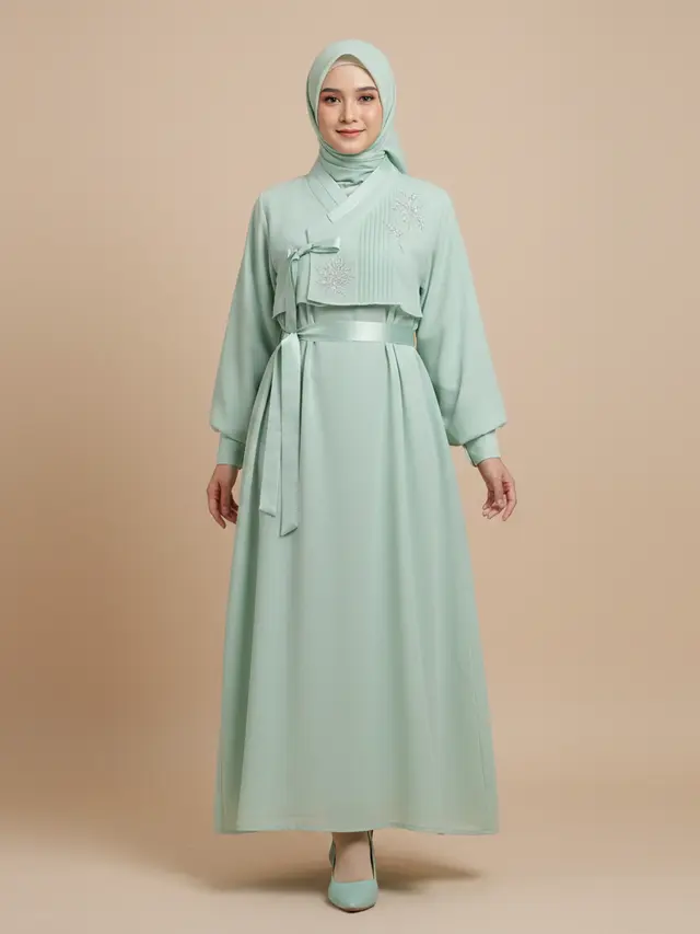 Model Gamis Hanbok Korea 2026 yang Syar'i. AI