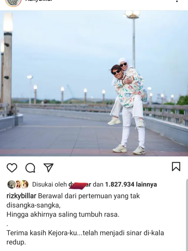 Unggahan Rizky Billar. (Foto: Instagram @rizkybillar)