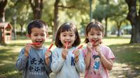 Ilustrasi anak-anak sedang asyik memakan jajanan pedas Latiao. (Foto by AI)&nbsp;
