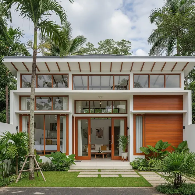 Desain Rumah Kecil tapi Luas dengan Atap Rata dan Langit-Langit Terbuka