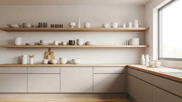 Desain Dapur dengan Ambalan Kayu yang Sedang Tren (AI Generated)