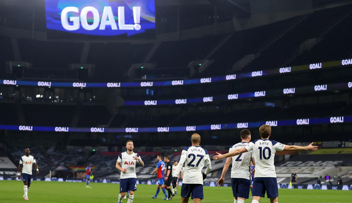 Kemenangan ini membuat Tottenham Hotspur menempati urutan keenam dengan koleksi 45 poin dari 27 pertandingan. (Julian FinneyPool/AFP)