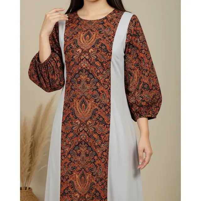 9 Model Dress Batik Lengan Bishop, Tren Busana Anggun di 2025