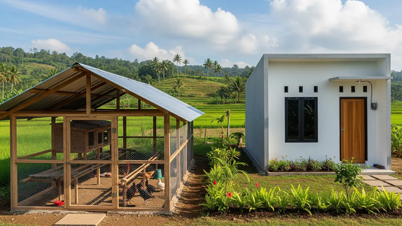 Ide Kandang Ayam Semi Terbuka dengan Ventilasi Maksimal di Samping Rumah Anti Bau