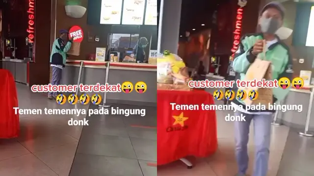 Pengendara ojol antar pesanan makanan yang hanya berjarak dekat