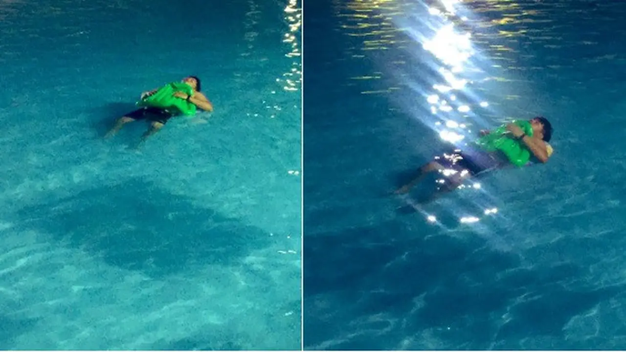 tidur di kolam renang