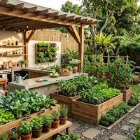 Dapur Terbuka dengan Kebun Sayur Mini (AI Generated)