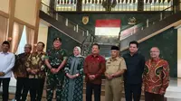 Wakil Menteri Pertahanan Sakti Wahyu Trenggono memuji Kementerian Ketenagakerjaan menjadikan pekerja migran Indonesia sebagai duta bela negara. (Foto: Liputan6/Putu Merta Surya Putra)