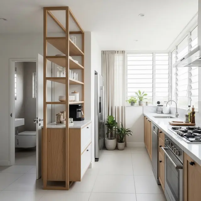 Dapur Minimalis Dekat Kamar Mandi (Gemini AI)