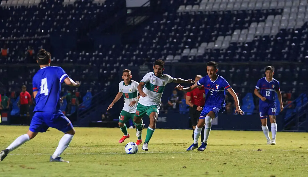 Ricky Kambuaya sempat mengancam gawang Chinese Taipe pada menit ke-42, namun sayang masih mampu diblok oleh kiper Chinese Taipei. Akhirnya pada menit ke-54, Ricky Kambuaya berhasil mengoyak gawang Chinese Taipe lewat tendangan kerasnya. (Dok. PSSI)