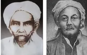 Syaikhona Kholil Bangkalan (kanan) dan KH Hasyim Asy'ari (kiri). (Istimewa via Wikipedia dan An-nur.ac.id)
