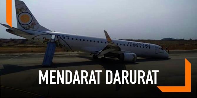 VIDEO: Ngeri, Pesawat Myanmar Mendarat Tanpa Roda Depan