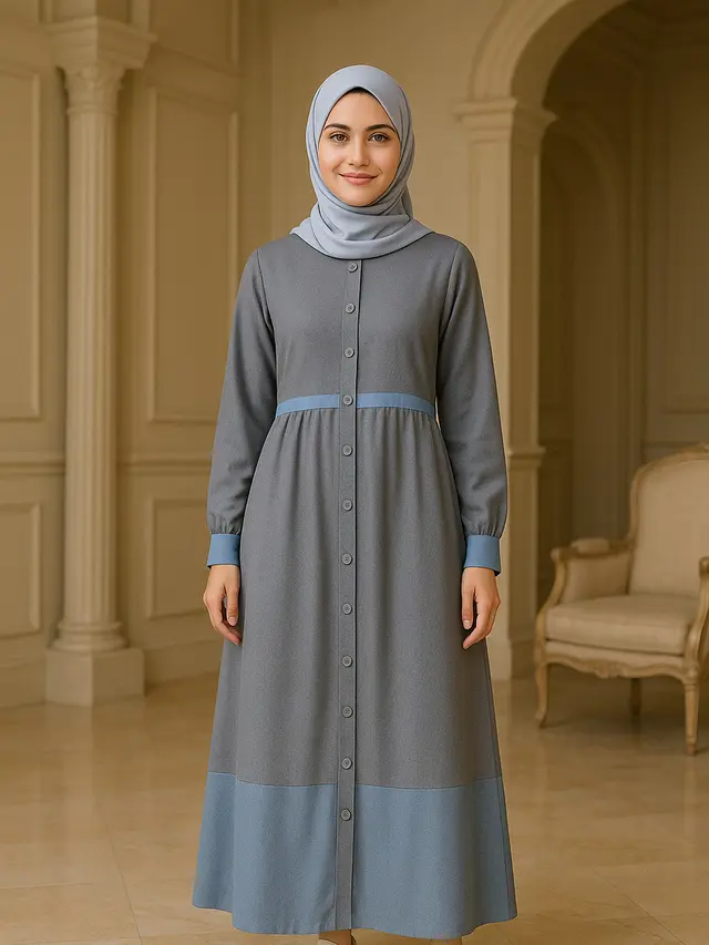 Model Gamis Biru Muda Terbaru 2025 yang Kasual