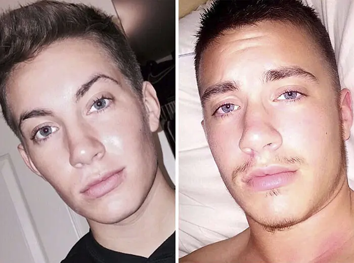 Jaimie Wilson sebelum dan sesudah menjadi transgender. (Sumber foto: boredpanda.com)