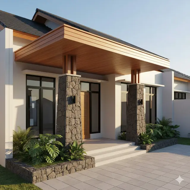 Rumah 6x12 dengan Kanopi Kayu (Foto: Gemini AI)