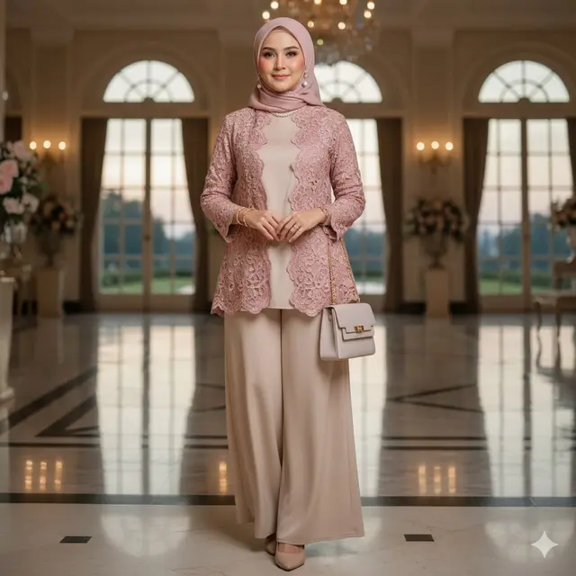 Atasan Lace dan Celana Palazzo